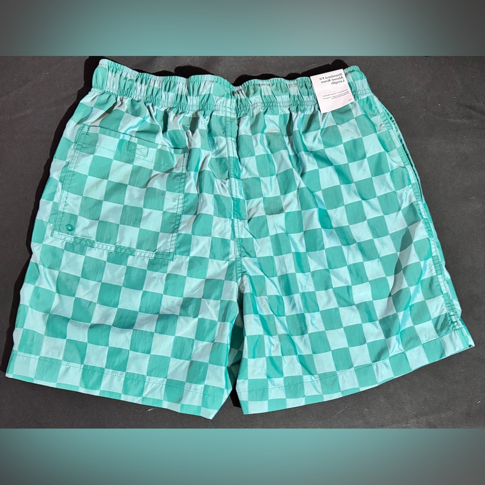Nike Standard Fit Swim Shorts Men's M Green Checkered - Picture 3 of 3